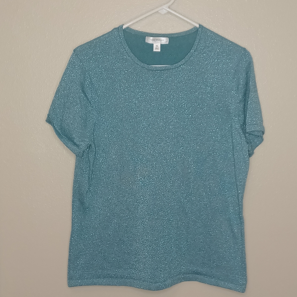 Isaac Mizrahi Teal Shimmery Top, XL